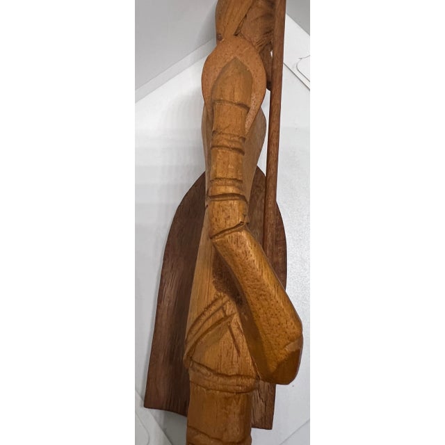 Mid 19th Century Hand Carved Don Quixote Sword & Shield Wooden Statue For Sale - Image 10 of 12