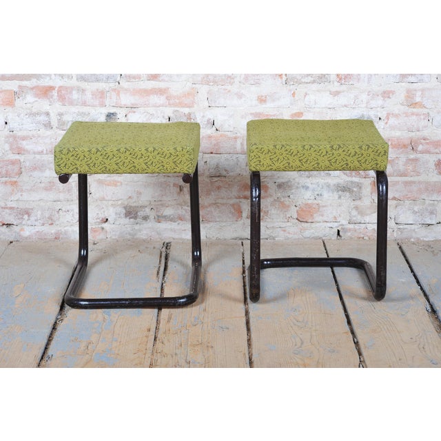 1930s Czech Bauhaus Stools in Tubular Steel, 1930s, Set of 2 For Sale - Image 5 of 9