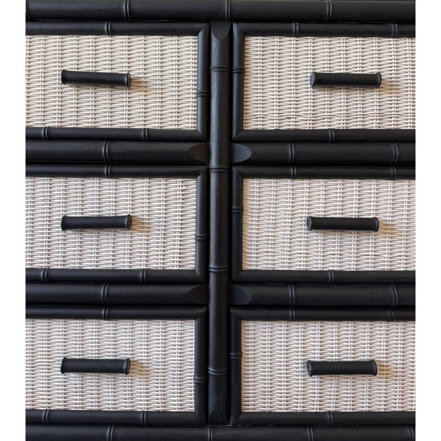 Faux Bamboo & Rattan British Colonial Style 6 Drawer Double Dresser For Sale - Image 9 of 9