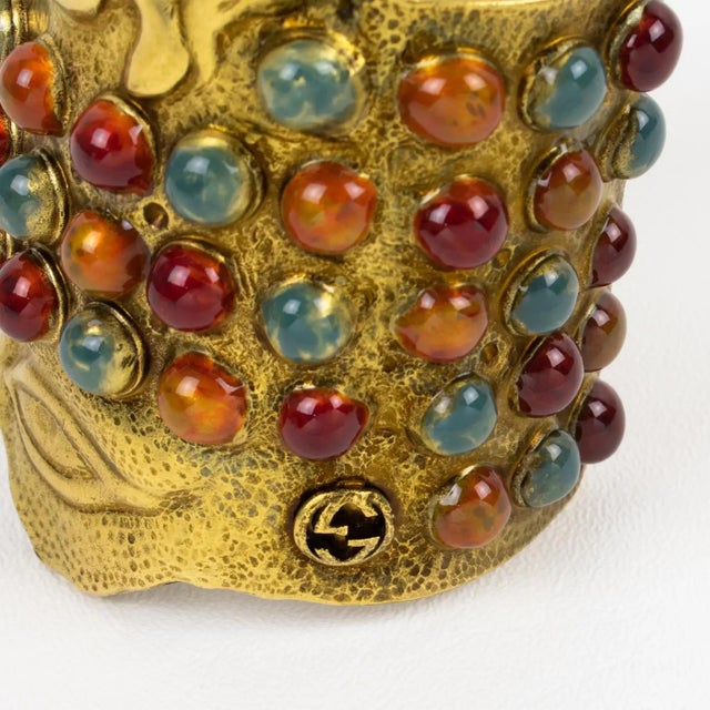 Gucci Carved Metal Bracelet and Ornament, gift box For Sale - Image 15 of 17