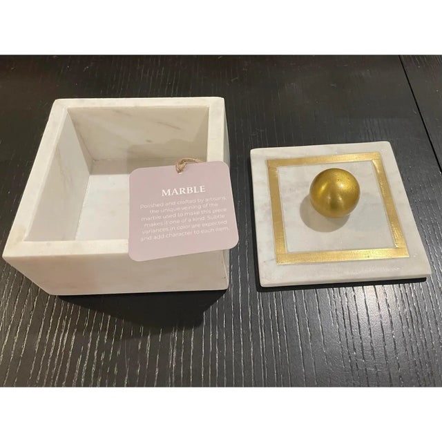 Hollywood Regency Transitional Marble Decorative Trinket Box For Sale - Image 3 of 5