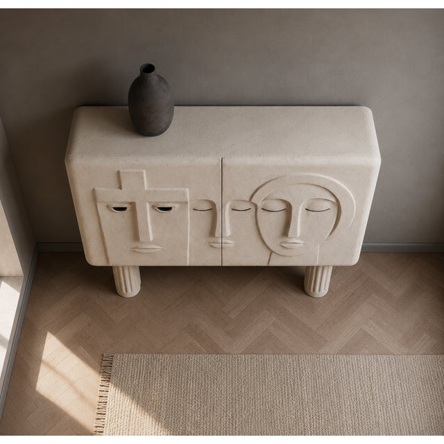Art Nouveau Handmade Three Faces Console Table For Sale - Image 3 of 3