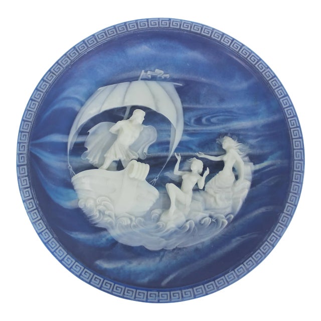 “The Sirens" Plate From "The Voyage of Ulysses" Series by Alan Brunettin, by Incolay Studios in Lapis-Blue Incolay Cameo For Sale