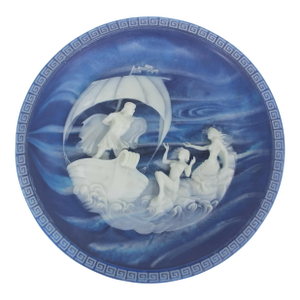 “The Sirens" Plate From "The Voyage of Ulysses" Series by Alan Brunettin, by Incolay Studios in Lapis-Blue Incolay Cameo