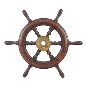 Vintage Wood Six Spoke Ship Steering Wheel