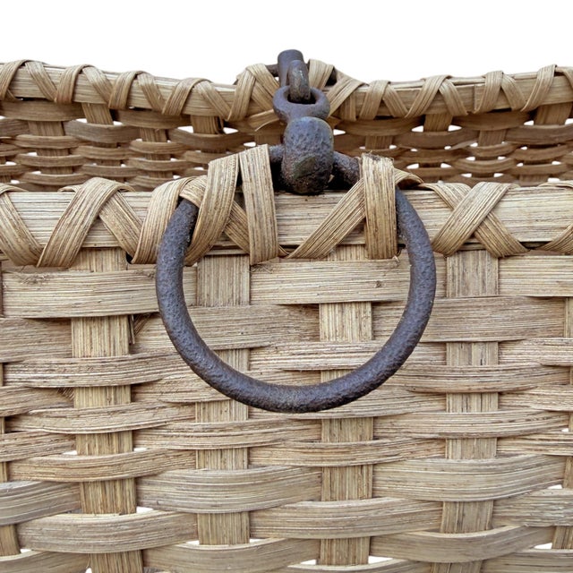 Hand-Woven Oak Splint Basket With Horse Bit Handle by Elizabeth Worley For Sale - Image 9 of 13
