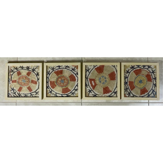 Set of Four 19 Century Antique Silk Suzani Wall Hanging For Sale In Miami - Image 6 of 12