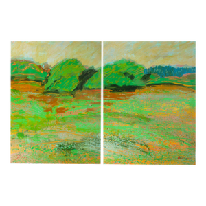1980s “Trees” Abstract Acrylic Landscape Diptych by Harry Hilson