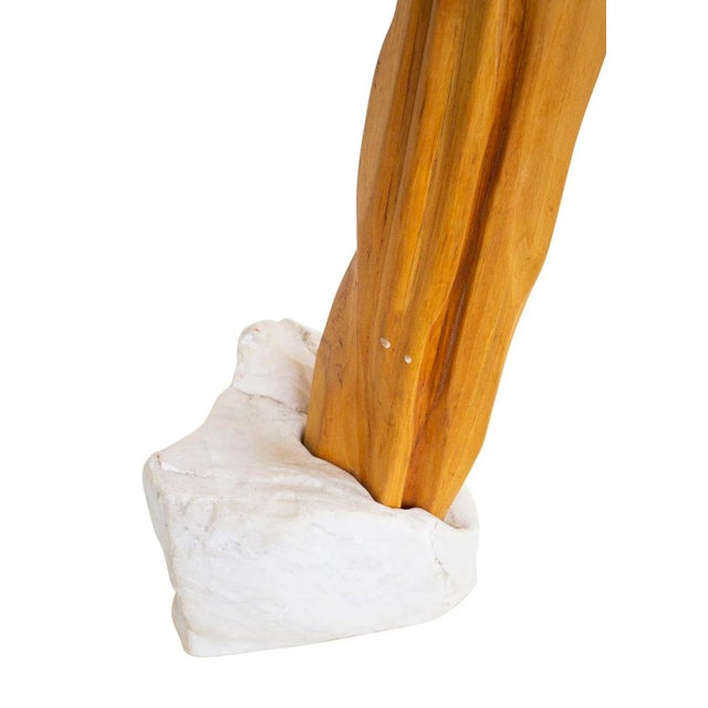 1970s Sculpture - Sculpted Wood on a Marble Base For Sale - Image 4 of 8