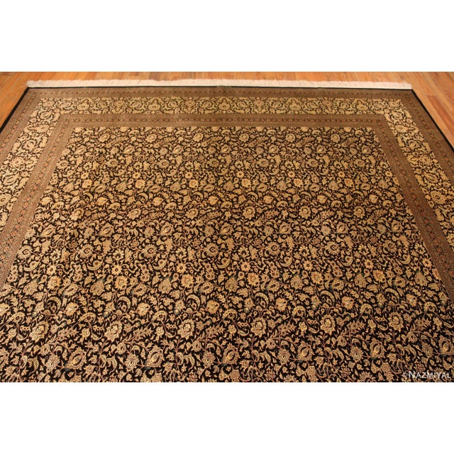 Persian Nazmiyal Collection Floral Design Vintage Persian Silk Qum Rug For Sale - Image 3 of 7