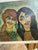 Original oil pastel/ mixed media on paper. Depicting two long hair, bold eyes folk art females as best friends. On 14”x17”...