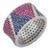 18k Solid Gold Pave Diamonds Sapphires & Ruby Cocktail Band Ring Size 7 For Sale