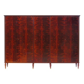 Large Art Deco 5-Door Wardrobe in Flamed Mahogany, 1920s For Sale