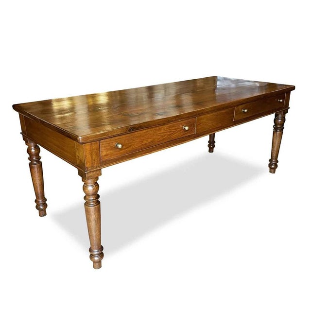 Rectangular Walnut Dining Table with Drawers, 1800s For Sale - Image 4 of 11