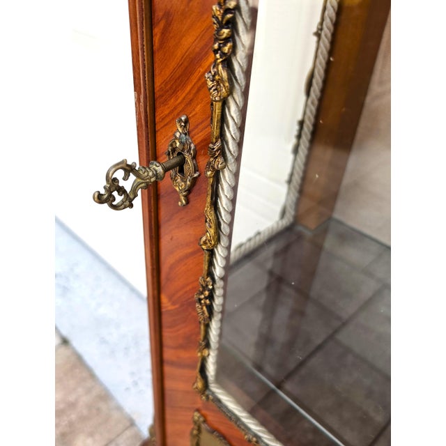 French Louis XVI Vernis Martin Style Vitrine Display Cabinet Gilt Bronze Mounts For Sale - Image 12 of 15
