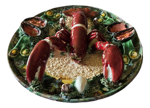Large Majolica Platter in Trompe Loeil of a Lobster, 1950