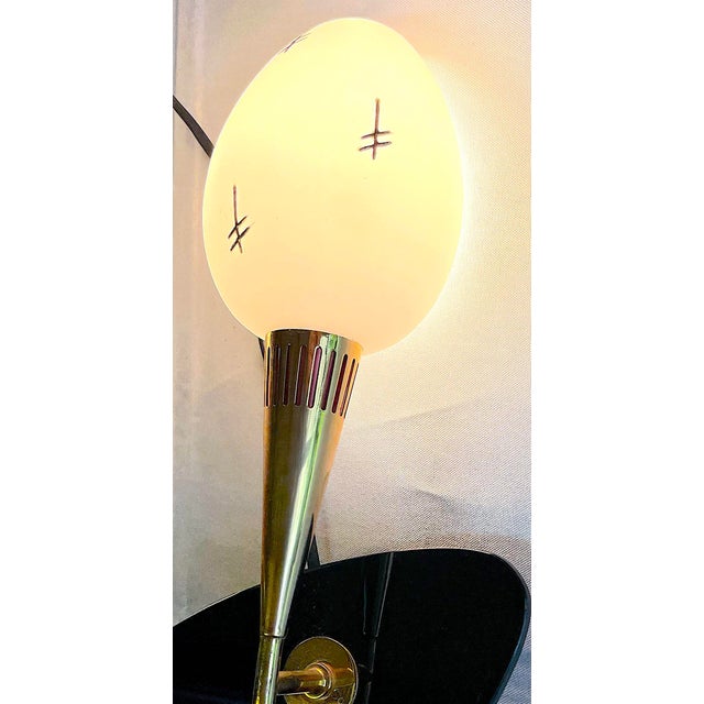 Maison Arlus Pair of Brass and Black Wall Sconces, France Mid-Century For Sale - Image 13 of 14