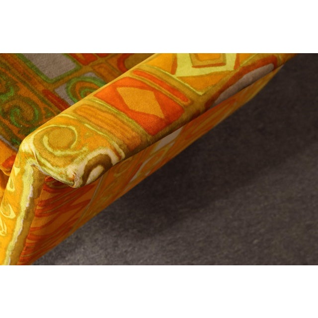 Scandinavian Folke Ohlsson Teak Settee in Jack Lenor Larsen "Caravan" Velvet For Sale - Image 9 of 18