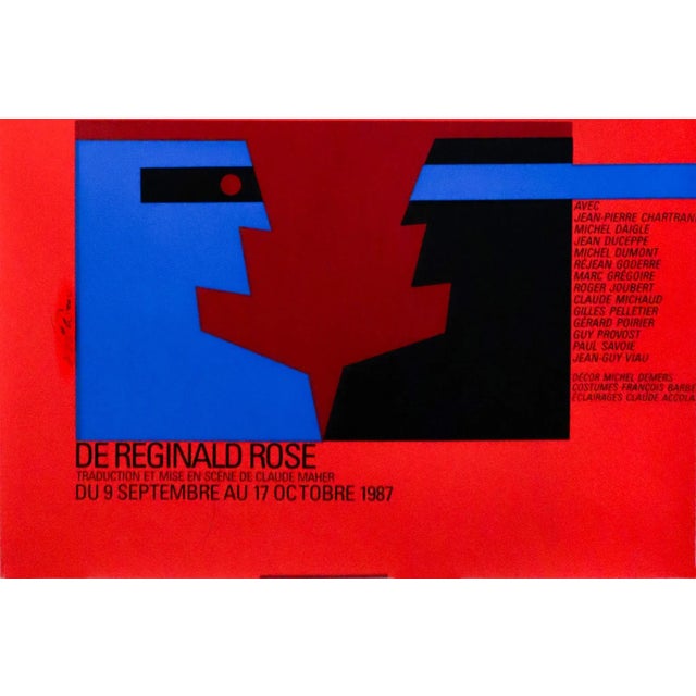 Italian 1987 Original Vintage Theatre Poster - "Twelve Angry Men" (Douze Hommes en Colère) For Sale - Image 3 of 4