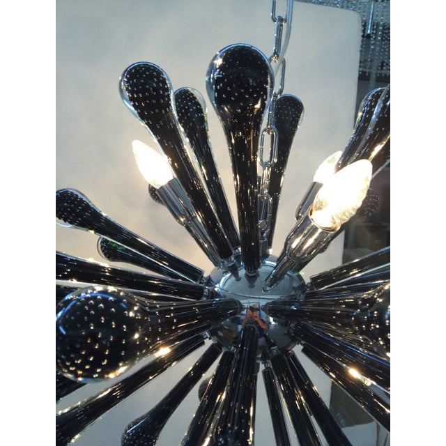 Metal Sputnik Chandelier With Black “Drops” With Bubbles Inside For Sale - Image 7 of 10
