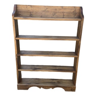 Vintage Rustic Pine Shallow Bookcase With Scalloped Detail For Sale