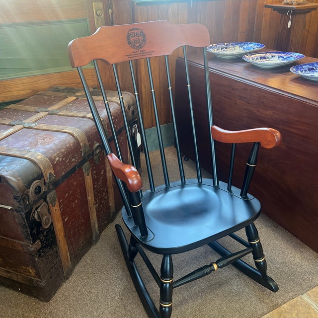 1980s Harvard University Boston Rocker Black and Gold For Sale - Image 5 of 9