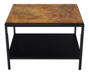 Vintage Mid Century John Stuart Abonized Walnut Base Copper Top Rectangular End Table