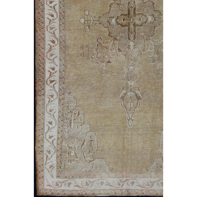 Tribal Vintage Turkish Kars Rug With Light Tan Field and Soft Ivory Border 6'9 X 12'0 For Sale - Image 3 of 12