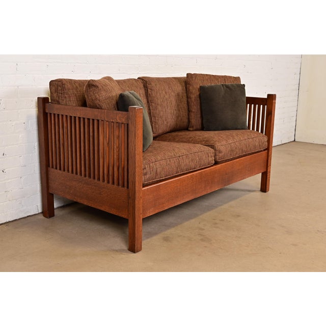 Stickley Mission Oak Arts & Crafts Spindle Settle Sofa For Sale - Image 12 of 12
