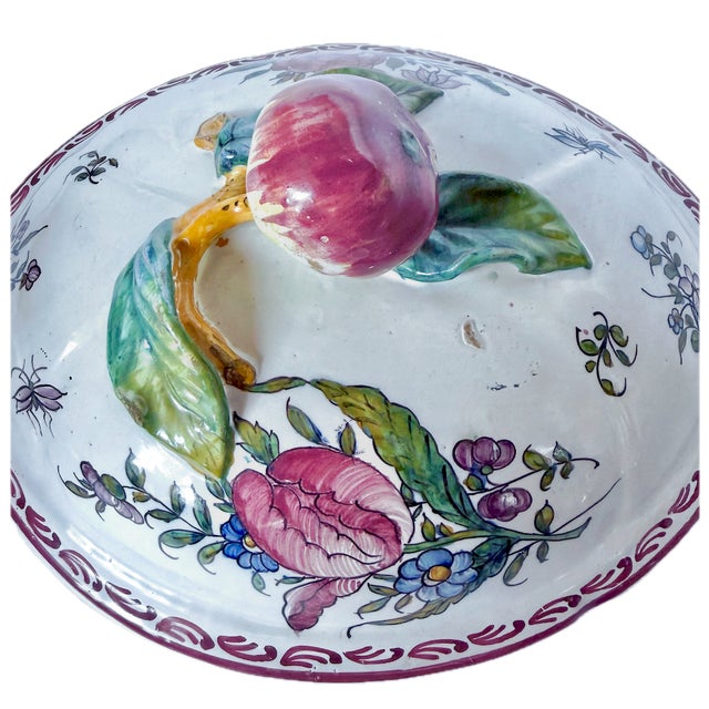 Vintage Handpainted Fruit & Floral Lidded Tureen For Sale - Image 10 of 12