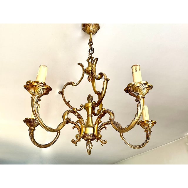 Louis XV Gilt Bronze Cage Chandelier, 1950s For Sale - Image 12 of 12