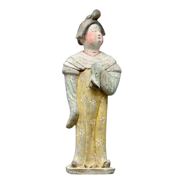 Antique Tang Dynasty Museum Quality Tl Tested Terracotta Fat Lady Figure For Sale