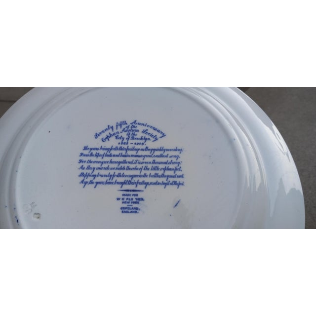 1900s Blue Transferware Plate American Scene on Staffordshire ~ Brooklyn Orphan Asylum Society For Sale - Image 12 of 18