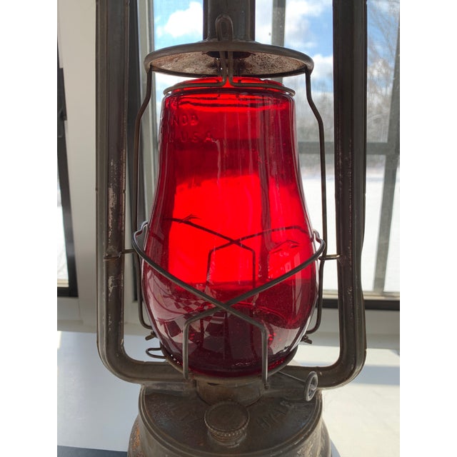 Dietz Rustic Red Glass HyLo Railroad Lantern Chairish