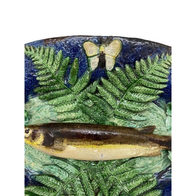 Majolica Large Franҫois Maurice Palissy Ware Majolica Trompe l'Oeil Fish Plaque, 1880 For Sale - Image 4 of 13