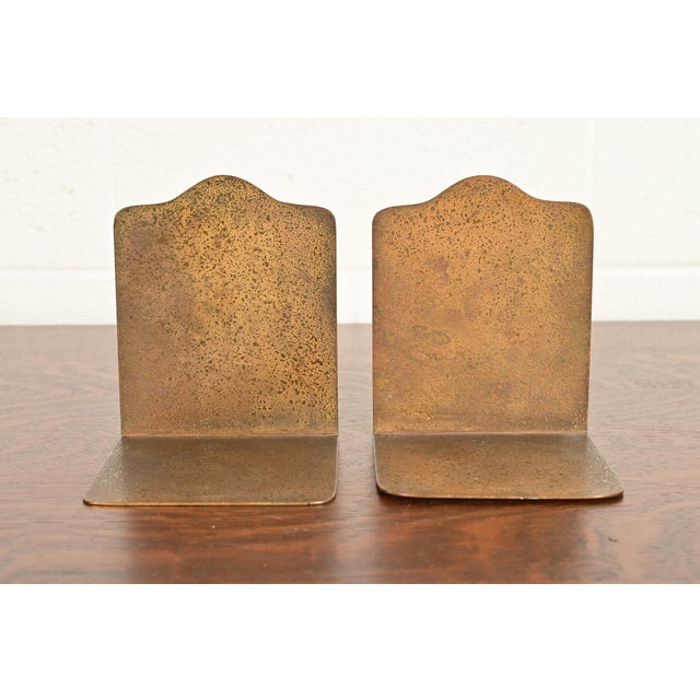 Metal Tiffany Studios New York Zodiac Pattern Bronze Bookends, Circa 1910 For Sale - Image 7 of 11