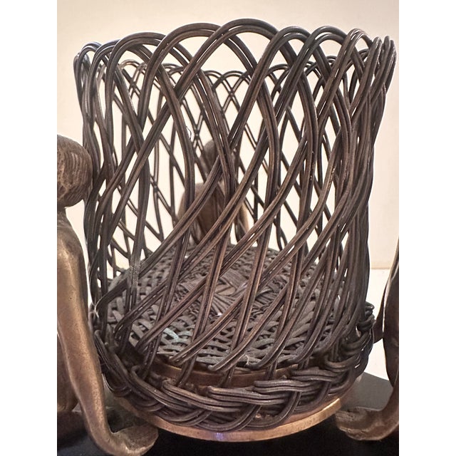 Metal 1950s Art Deco Figural Centerpiece Basket For Sale - Image 7 of 9