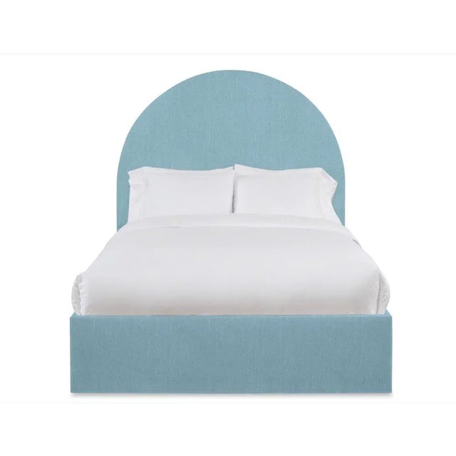 Casa Cosima Poppy California King Bedframe, Mosaic Blue Linen For Sale - Image 4 of 4