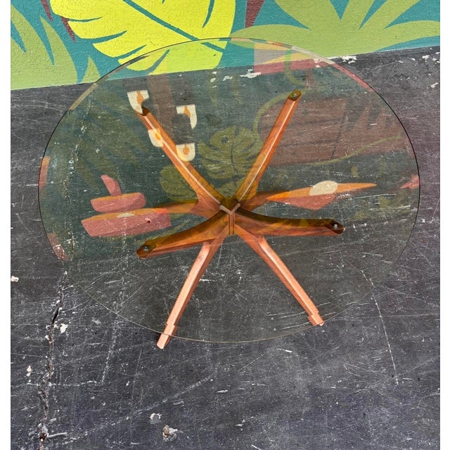 Wood Mid Century Walnut Glass Occasional Table in the Style of Adrian Pearsall For Sale - Image 7 of 7