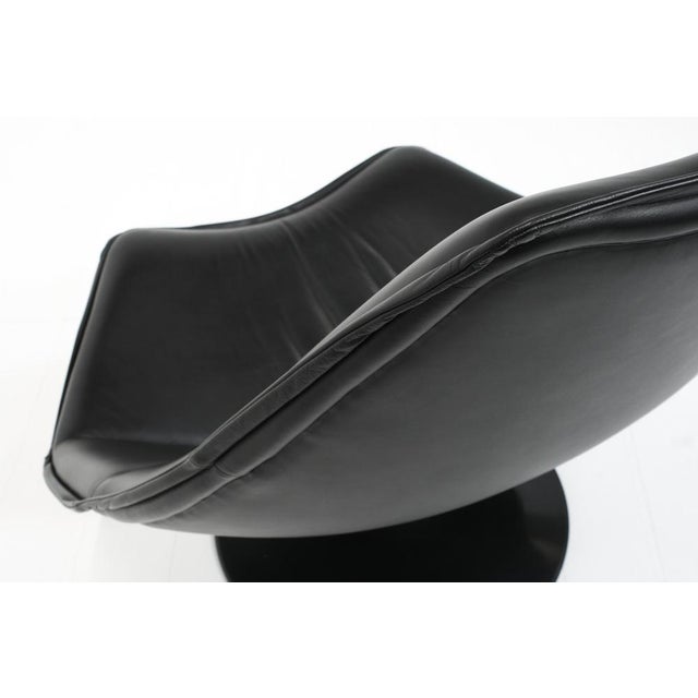 Animal Skin Black Leather F585 Swivel Lounge Chair by Geoffrey Harcourt for Artifort, 1970s For Sale - Image 7 of 16