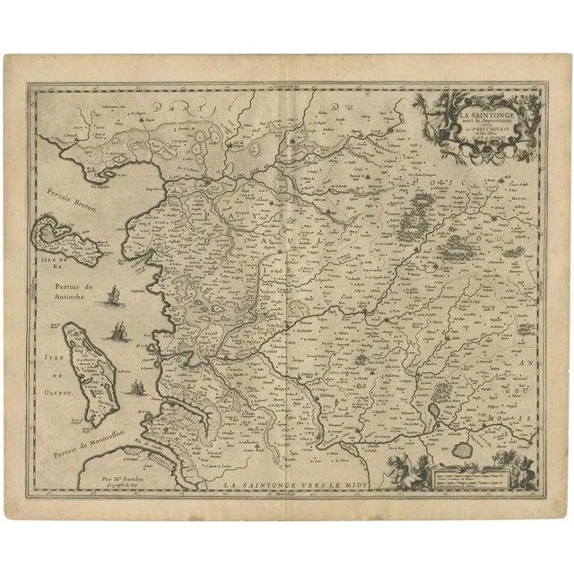 17th Century Antique Map of the Region of Saintonge by Janssonius, 1657 For Sale - Image 5 of 5
