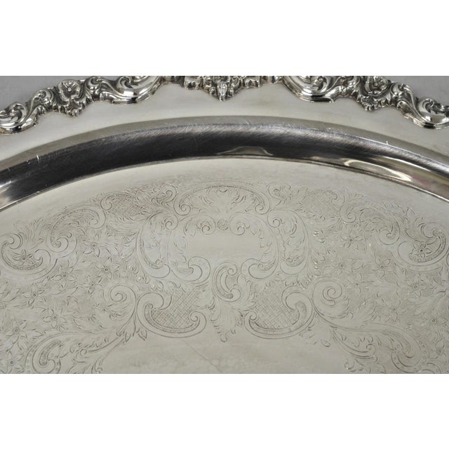 Vintage Poole 400 Lancaster Rose Oval Silver Plated Bar Serving Platter Tray For Sale - Image 9 of 14