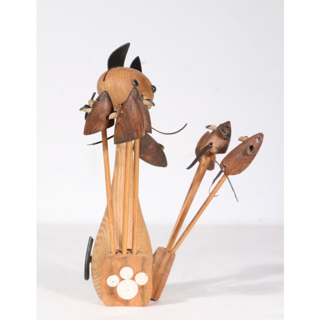 Wood Mid 20th Century Wood Cat and Mouse Cocktail Hor d'Oeuvres Set For Sale - Image 7 of 9