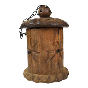 Early 20th Century Hand Carved Solid Wood Medieval Style Lidded Tobacco Box Made in Spain