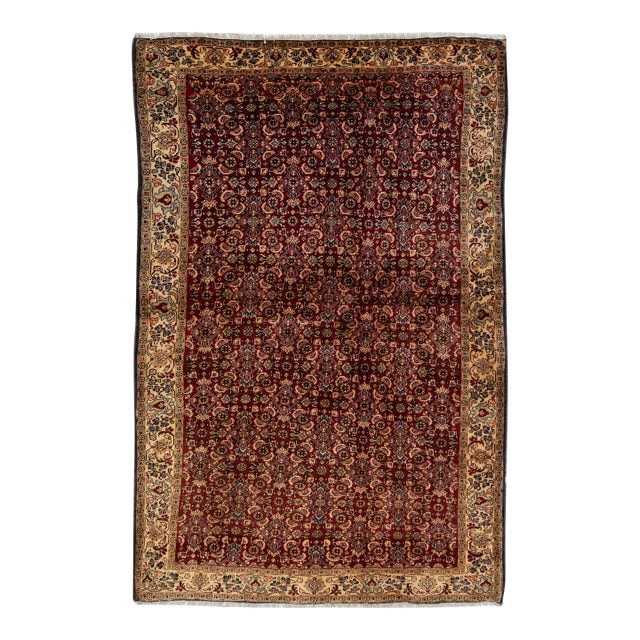 1960s Vintage Bidjar Red Handmade Floral Wool Rug For Sale