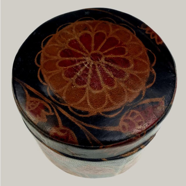 Animal Skin Vintage Hand Tooled Leather Jewelry Box For Sale - Image 7 of 10