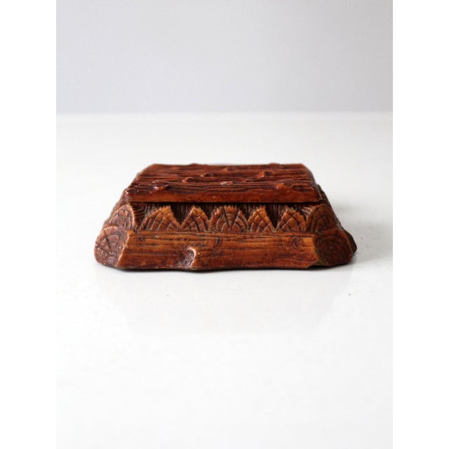 Plastic Vintage 1950s Multi Products Faux Bois Dresser Box and Ashtray For Sale - Image 7 of 15