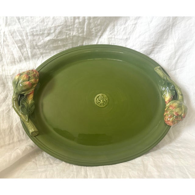 Fitz & Floyd "Gardina" Artichoke Tray. Perfect for a garden party with a vegetable garden themed dinnerware. 19in w x 14in...