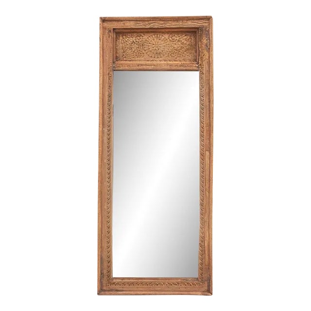 Barmer Carved Slim Framed Mirror For Sale