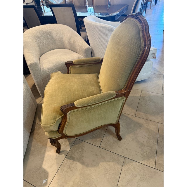 Late 19th Century Antique French Hand Carved Walnut Bergere Chair For Sale - Image 5 of 12